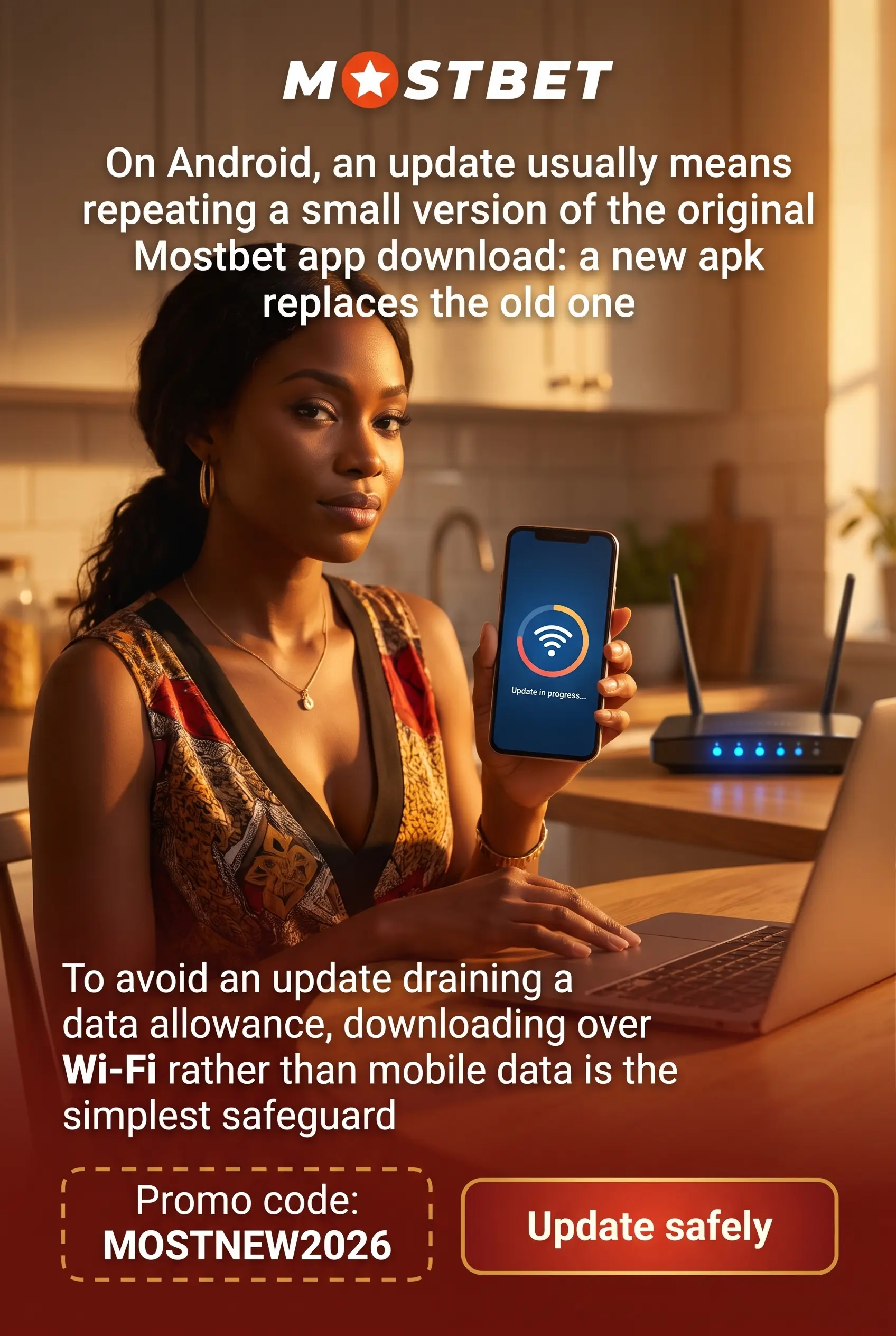 Mostbet app update over Wi-Fi