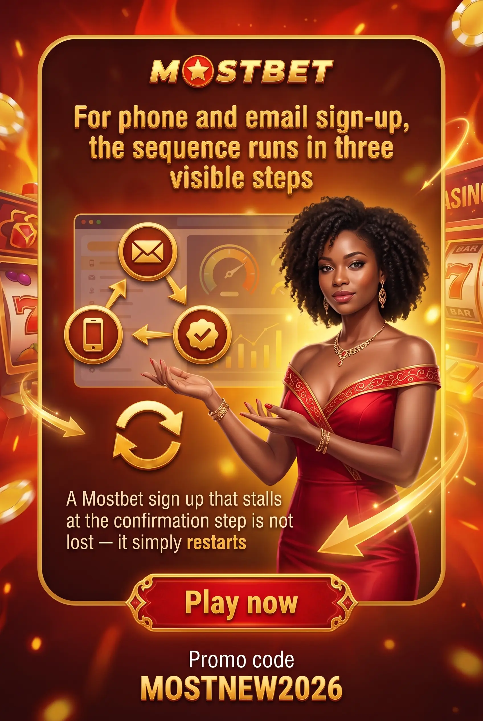 Mostbet sign-up sequence from form to confirmation